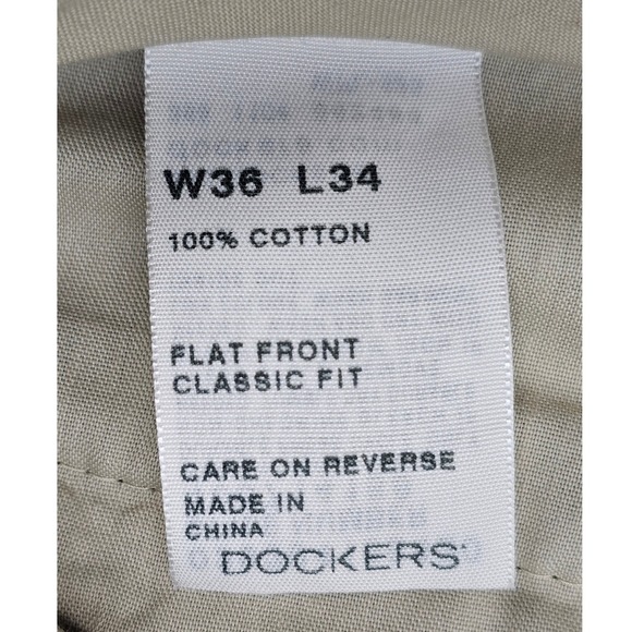 Dockers Mens Classic Fit Flat Front Black Cotton Chino Pants 36x34 406714158 - Picture 3 of 8